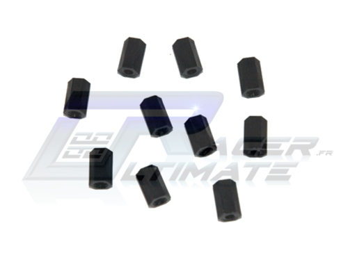 Set of 10 black nylon spacers female-female 10mm M3