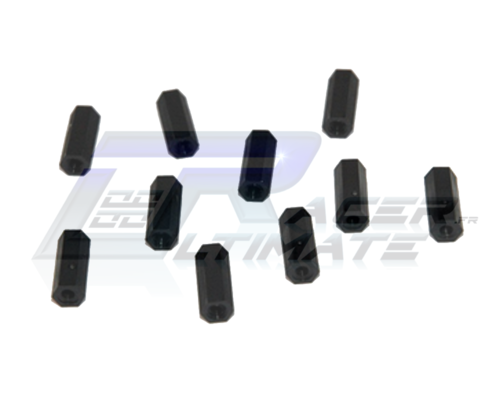 Set of 10 black nylon spacers female-female 20mm M3