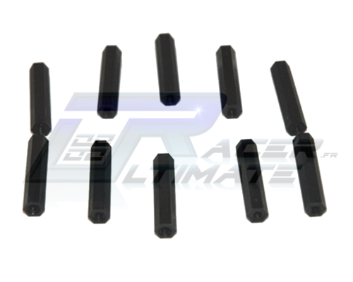 Set of 10 black nylon spacers female-female 30mm M3