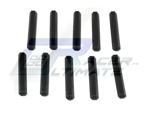 Set of 10 black nylon spacers female-female 40mm M3